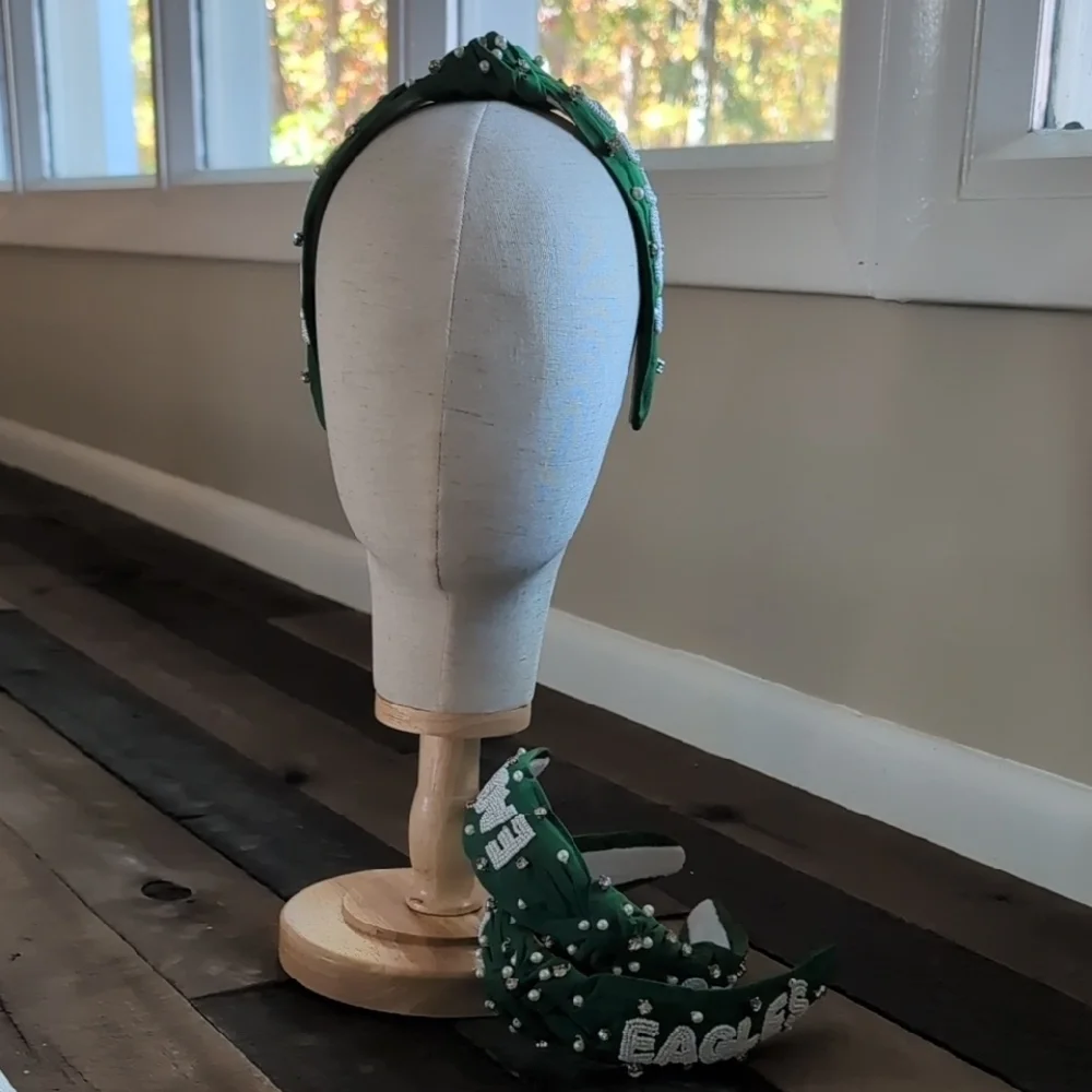 Go Birds Kelly Green Philadelphia Eagles beaded Pearl and Embellished Headband